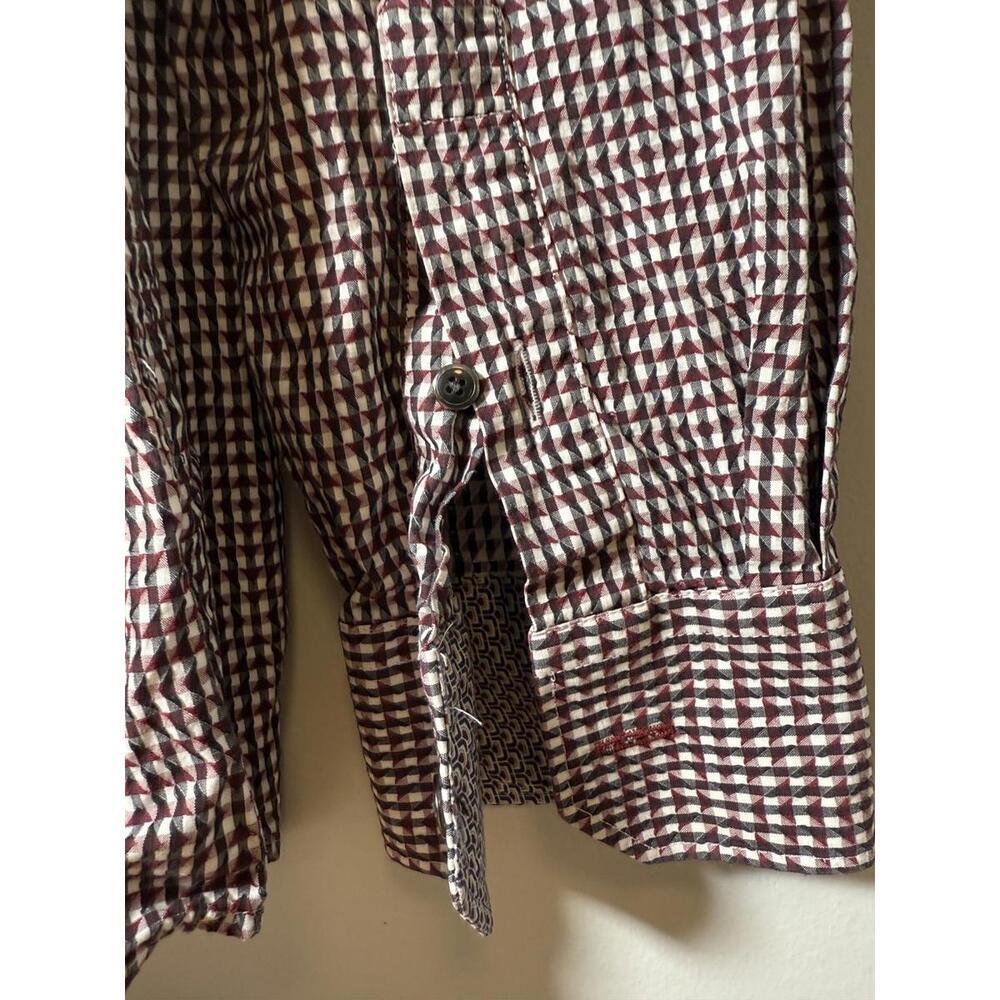 Daniel Hechter Paris Button-Up Shirt Men’s L – Burgundy Geometric Cotton - Picture 5 of 6
